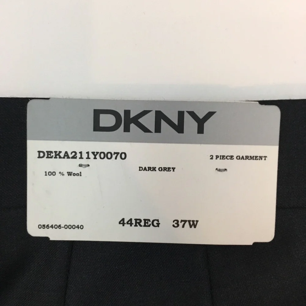 Dkny 44r mens suit solid gray slim fit 2 piece 100% wool 2 buttons new ea0079